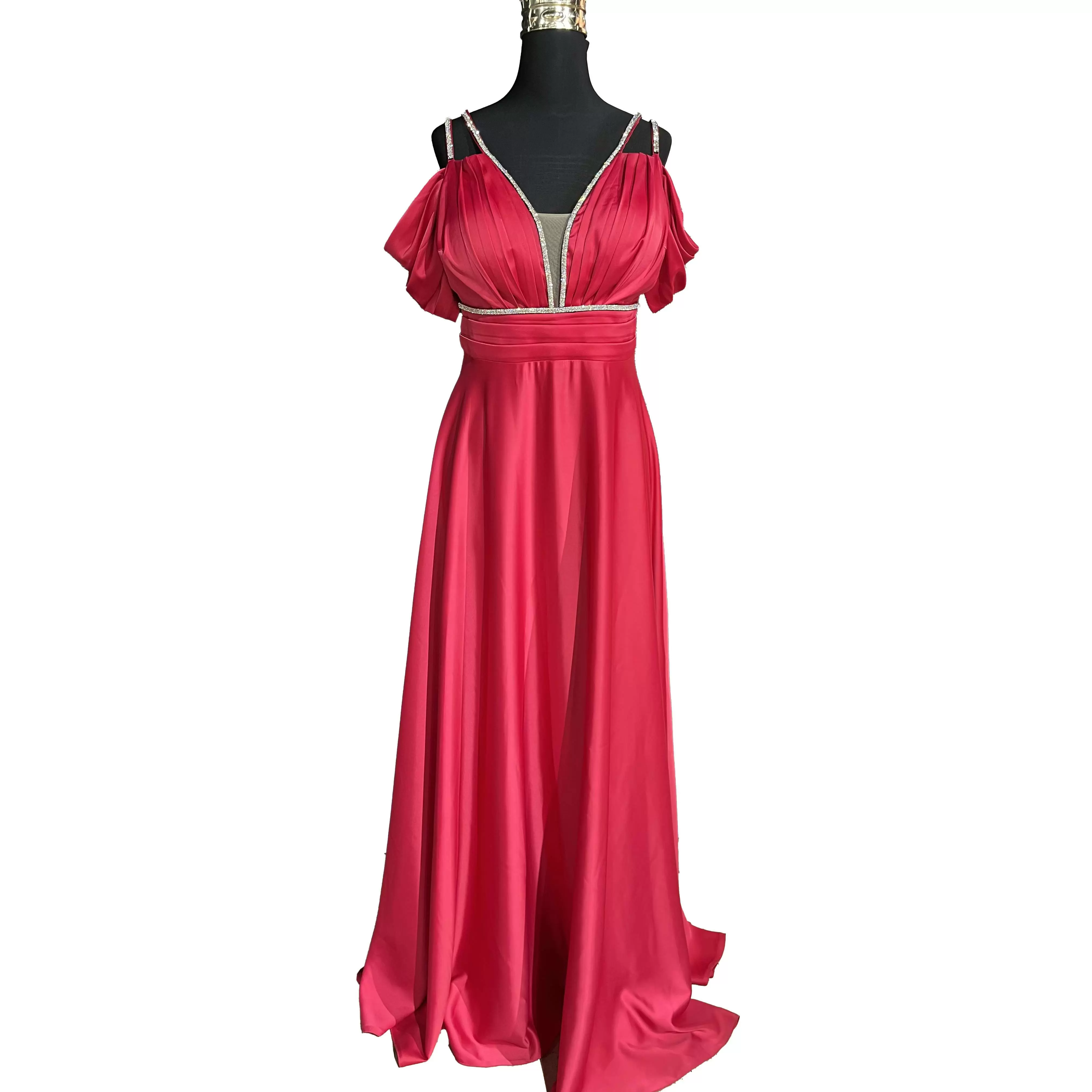 پیراهن ساتن نیم آستین