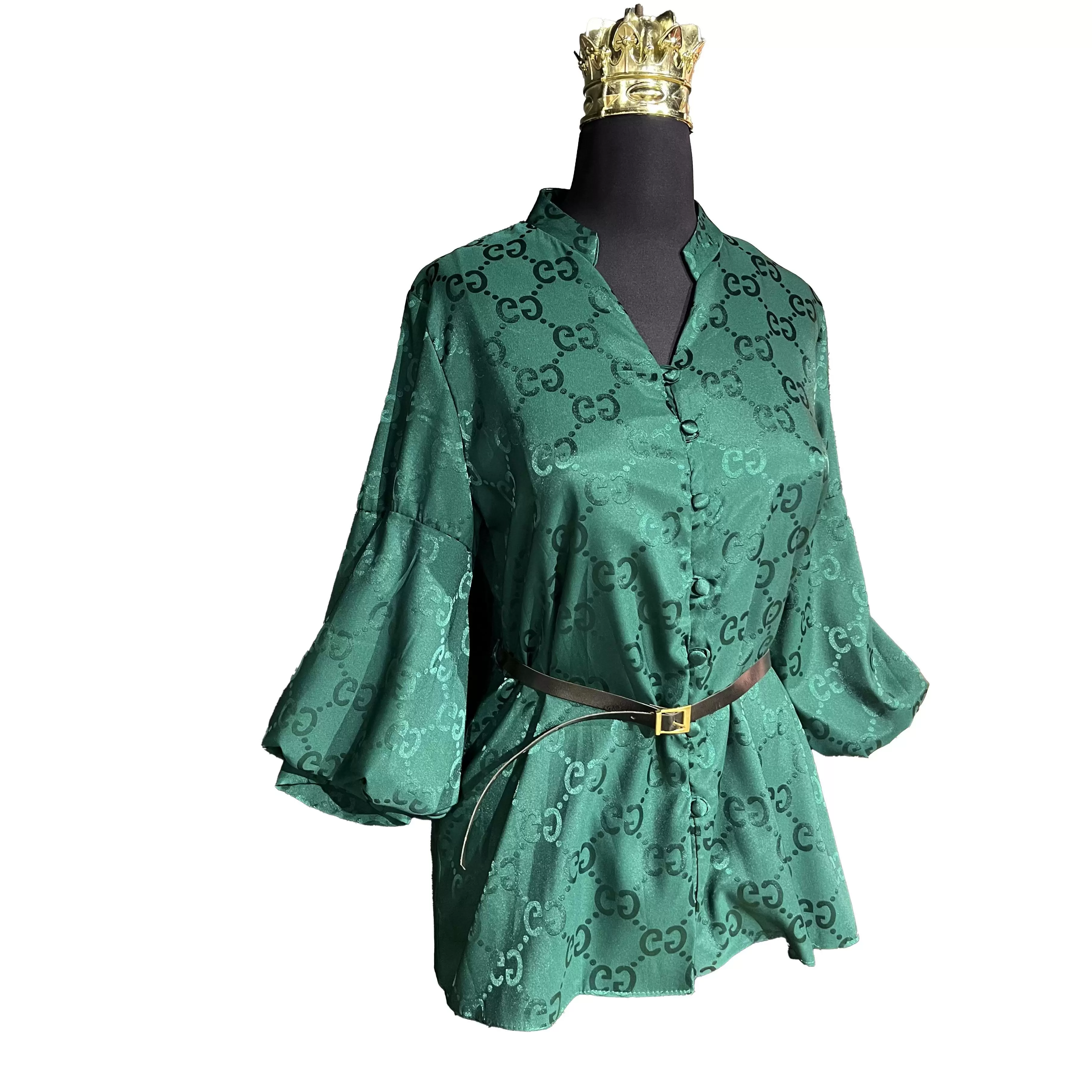 شومیز  ساتن آستین خمره ای