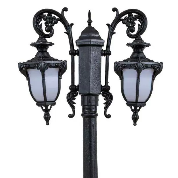 چراغ حیاطی پارکی پلاستیکی دوشاخه صدف( پلی کربنات اصلی 3 سال ضمانت )