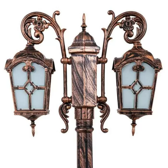 چراغ حیاطی پارکی دوشاخه پلاستیکی کلبه لوزی( پلی کربنات اصلی 3 سال ضمانت )