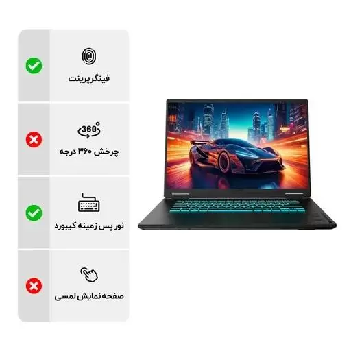 لپ تاپ 16 اینچی گیگابایت مدل Gigabyte Gaming A16 GA6H CVHI3EE894SD i7 13620H 16GB DDR5 1TB SSD 8GB RTX5060 IPS با گارانتی 36 ماهه شرکتی